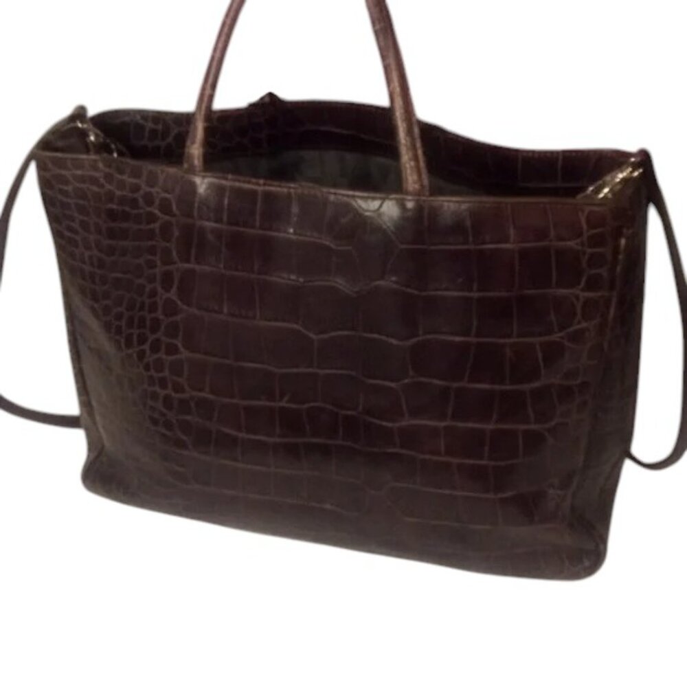Furla | Brown Leather Croc Embossed | Crossbody & Top Handles | EUC - Picture 4 of 14